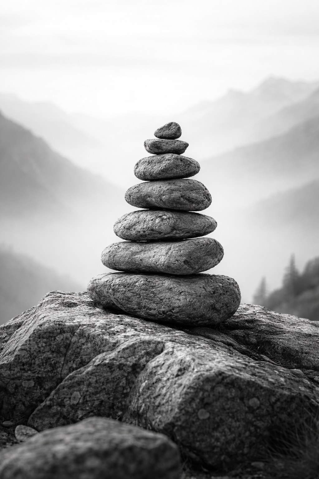 Empilement de pierres en équilibre